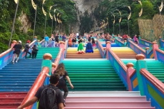 ascending the colorful stairs