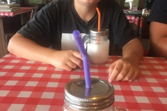 Sebastina's beverage of choice, a coconut milk smoothie